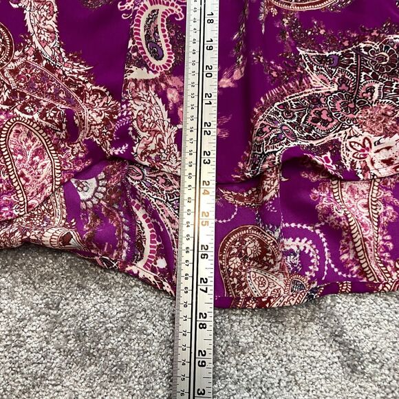 Simply Emma Blouse Top Womens 3X Purple Paisley Long Sleeve Roll Tab Shirt - Picture 7 of 8